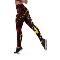 Papua New Guinea Oro Tapa Motif Leggings Special LT7 Black - Polynesian Pride