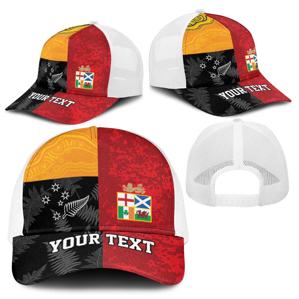 Personalised British Lions-AUNZ Baseball Net Cap Australia-New Zealand Indigenous Motif - Polynesian Pride