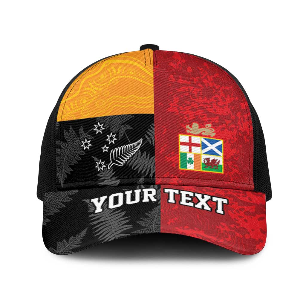 Personalised British Lions-AUNZ Mesh Trucker Cap Australia-New Zealand Indigenous Motif - Polynesian Pride