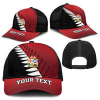 Personalised British Lions New Zealand Mesh Trucker Cap Half Black Fern - Polynesian Pride