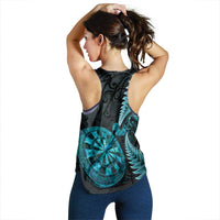 New Zealand Darts Women Racerback Tank Happiness Is A Tight Threesome Maori Paua Shell LT14 - Polynesian Pride