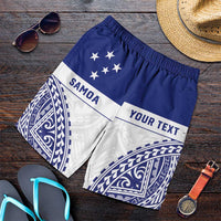 Personalised Toa Samoa Rugby Spirit Shorts for Men White Samoan Tribal Pattern - Polynesian Pride