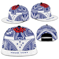 Personalised Toa Samoa Rugby Spirit Snapback Cap White Samoan Tribal Pattern - Polynesian Pride