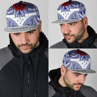 Personalised Toa Samoa Rugby Spirit Snapback Cap White Samoan Tribal Pattern - Polynesian Pride