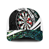 Personalized NZ Darts Baseball Net Cap Paua Shell Maori Koru Whakairo - Polynesian Pride