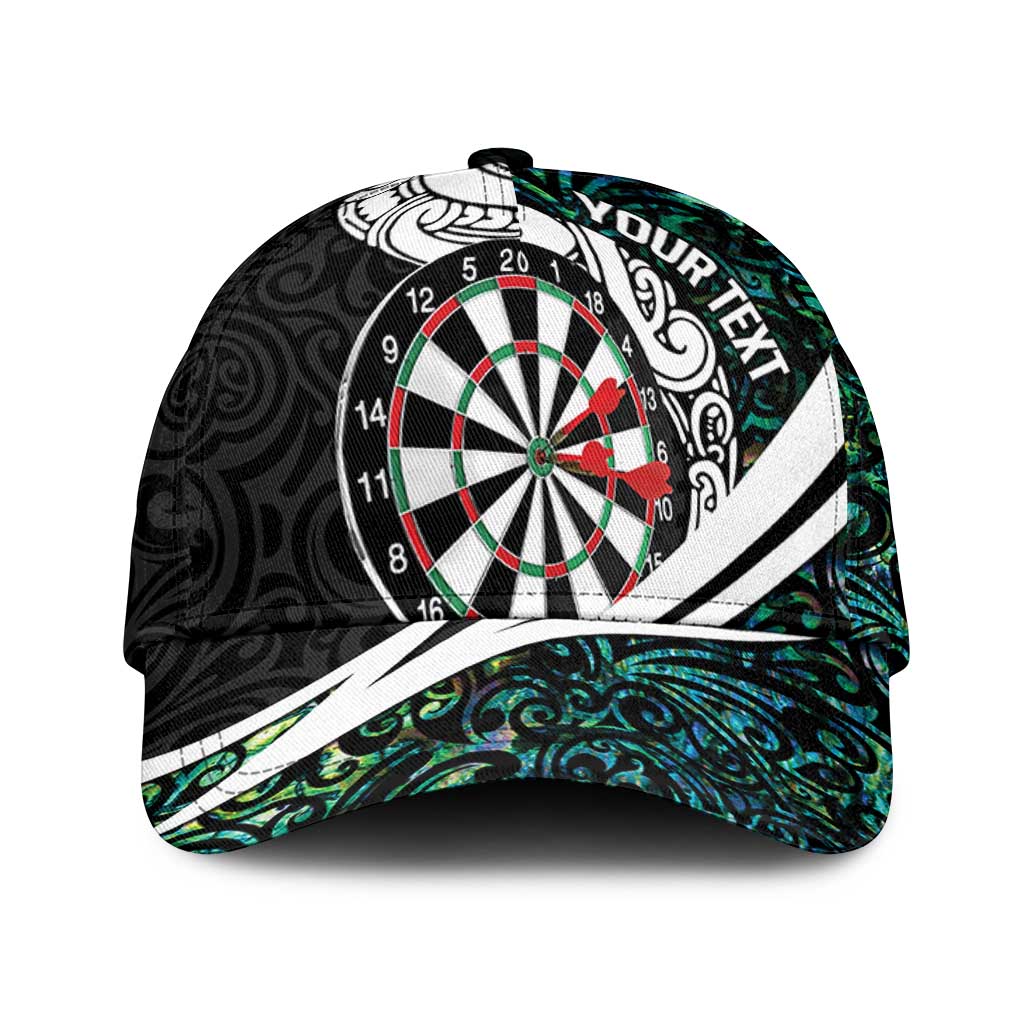 Personalized NZ Darts Classic Cap Paua Shell Maori Koru Whakairo LT07