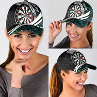 Personalized NZ Darts Classic Cap Paua Shell Maori Koru Whakairo LT07