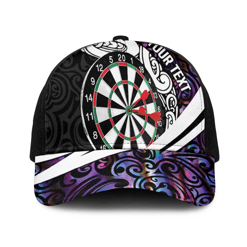 Personalized NZ Darts Mesh Trucker Cap Paua Shell Maori Koru Whakairo - Purple - Polynesian Pride