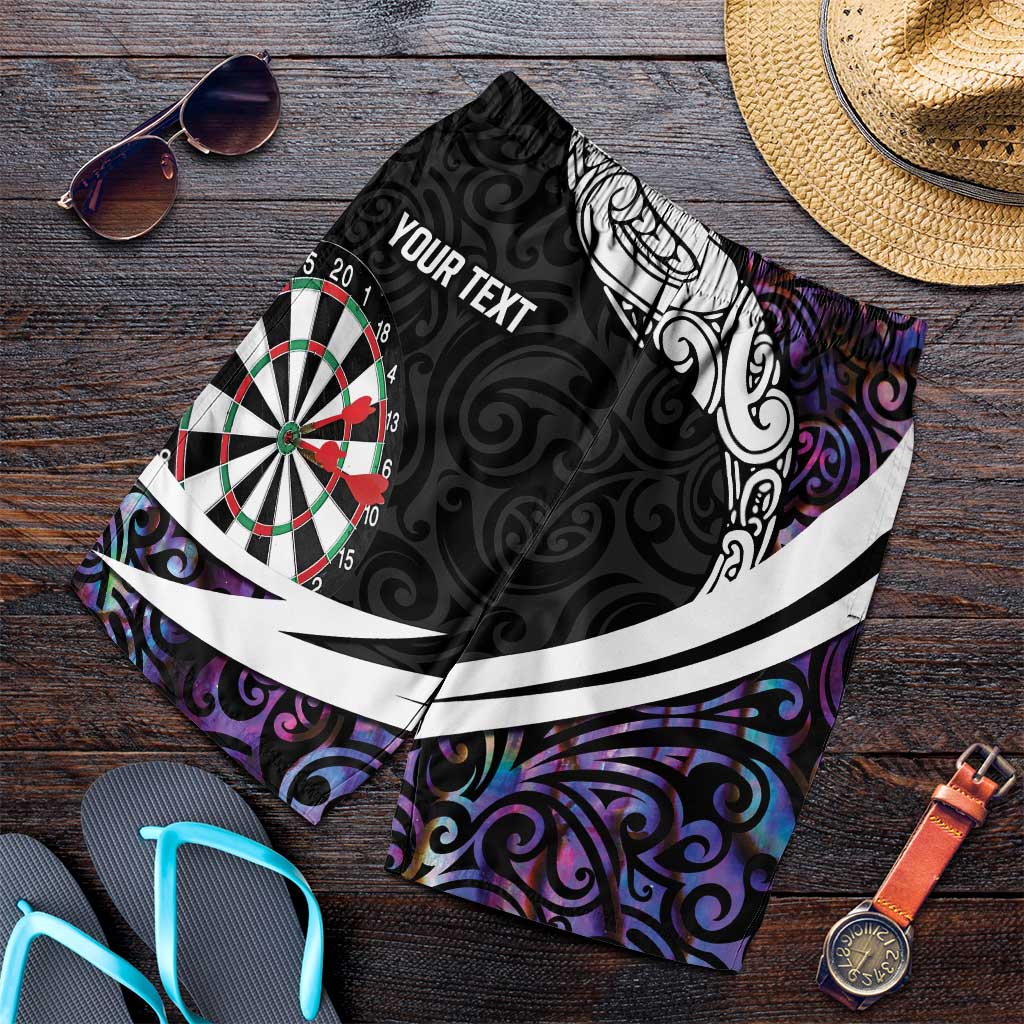 Personalized NZ Darts Shorts for Men Paua Shell Maori Koru Whakairo - Purple LT7 Purple - Polynesian Pride