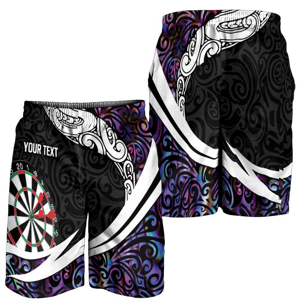 Personalized NZ Darts Shorts for Men Paua Shell Maori Koru Whakairo - Purple LT7 - Polynesian Pride