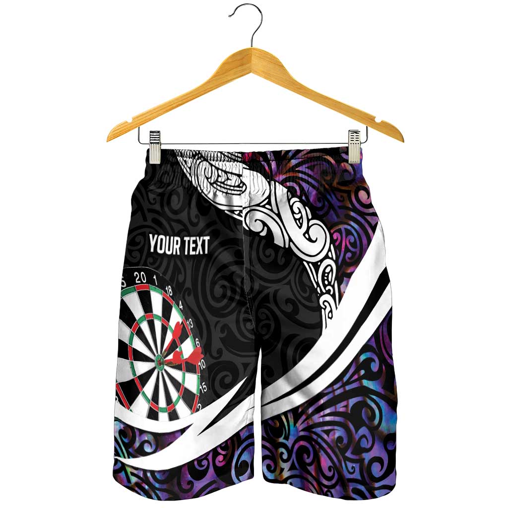 Personalized NZ Darts Shorts for Men Paua Shell Maori Koru Whakairo - Purple LT7 - Polynesian Pride