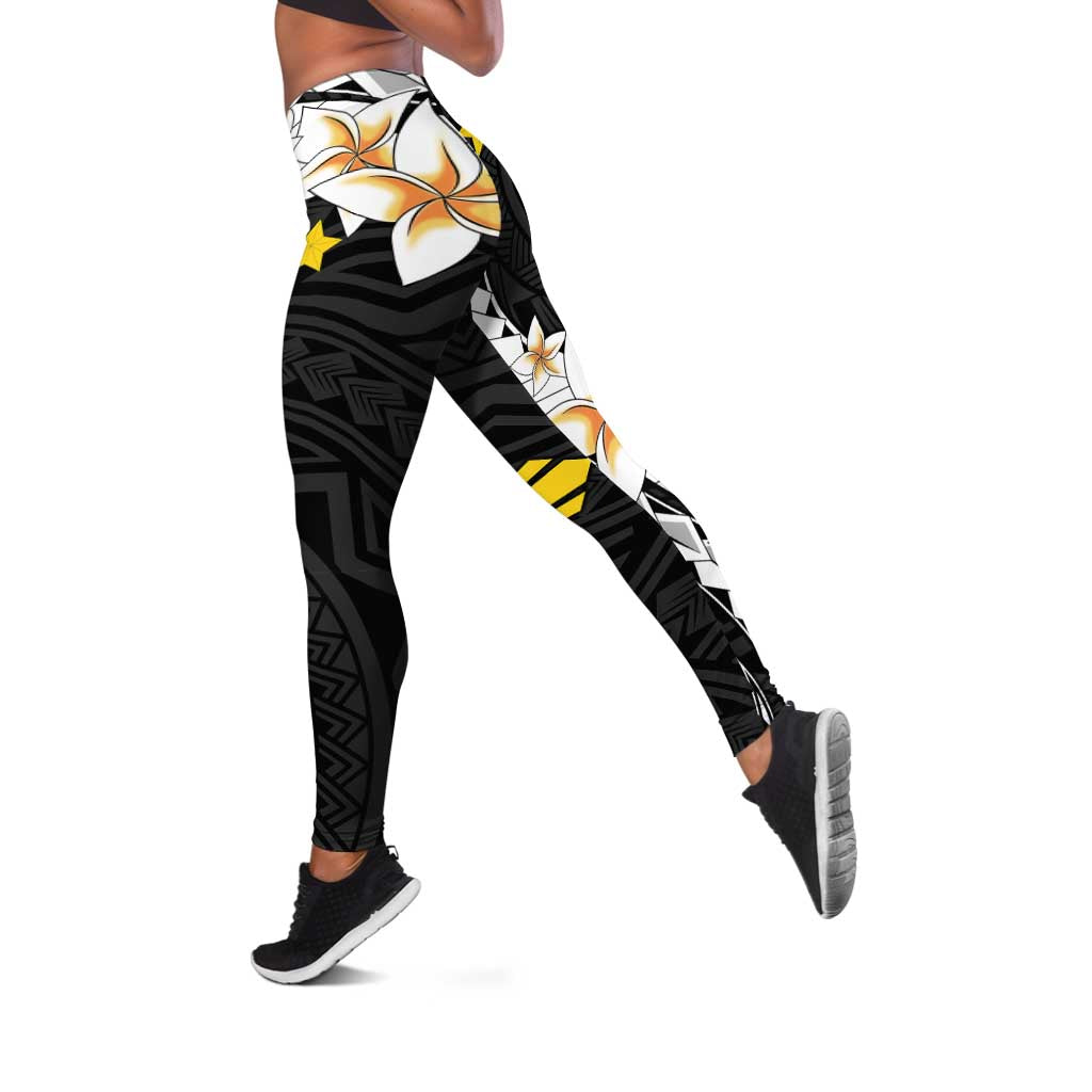 Philippines Tribal Leggings Mix Plumeria LT7 Black - Polynesian Pride
