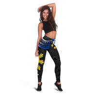 Philippines Tribal Leggings Mix Plumeria - Flag Colors LT7 - Polynesian Pride
