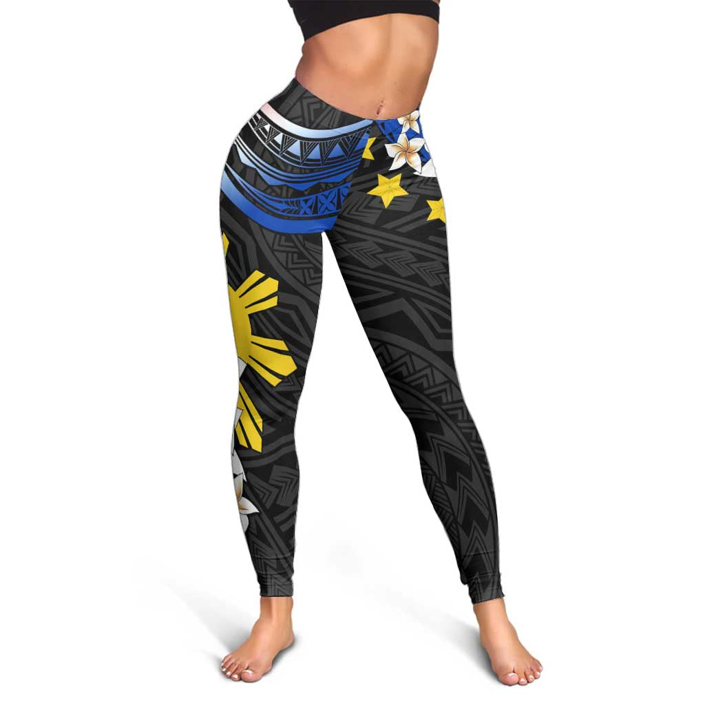 Philippines Tribal Leggings Mix Plumeria - Flag Colors LT7 - Polynesian Pride