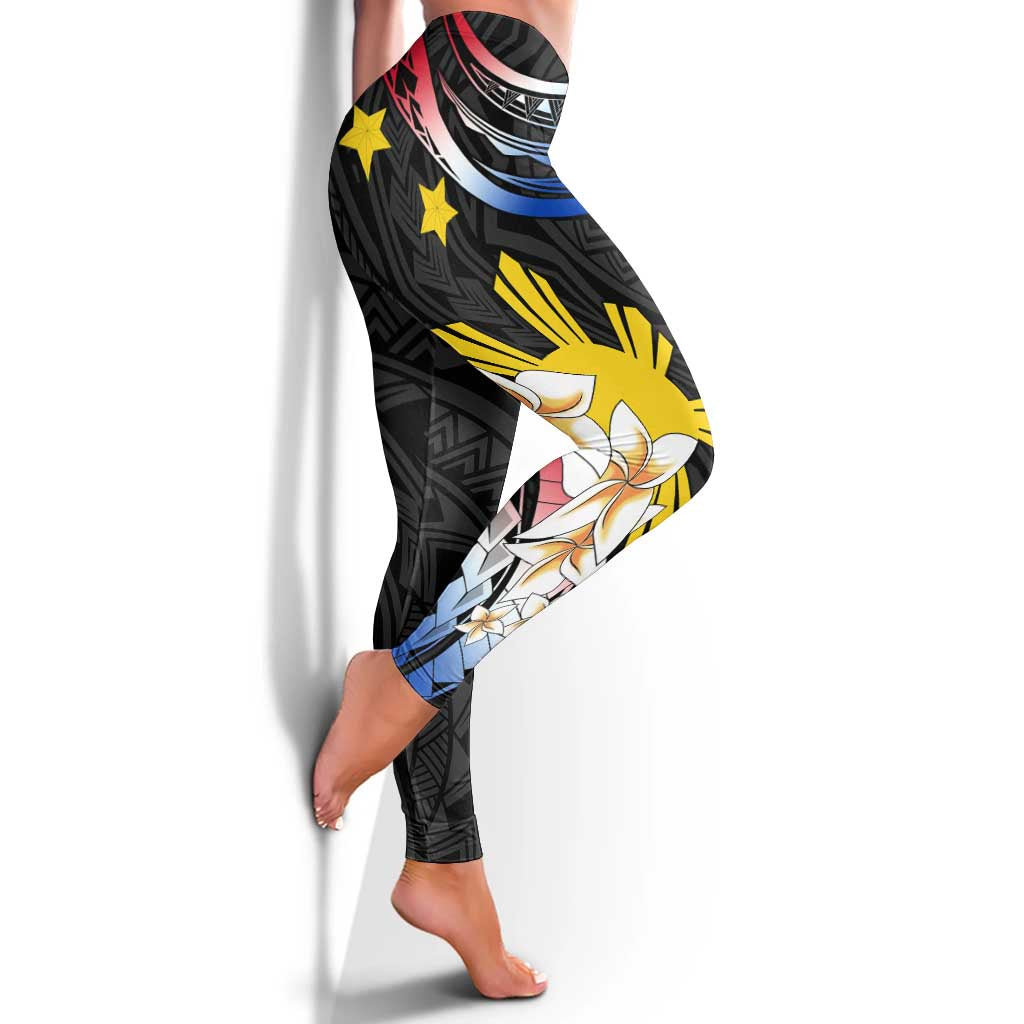 Philippines Tribal Leggings Mix Plumeria - Flag Colors LT7 - Polynesian Pride