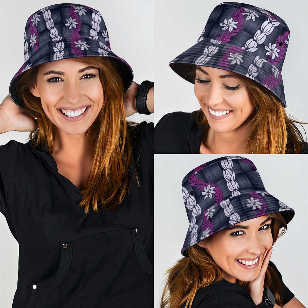 Pikake Maile Tiare Lei Bucket Hat Poni Lauhala Pattern
