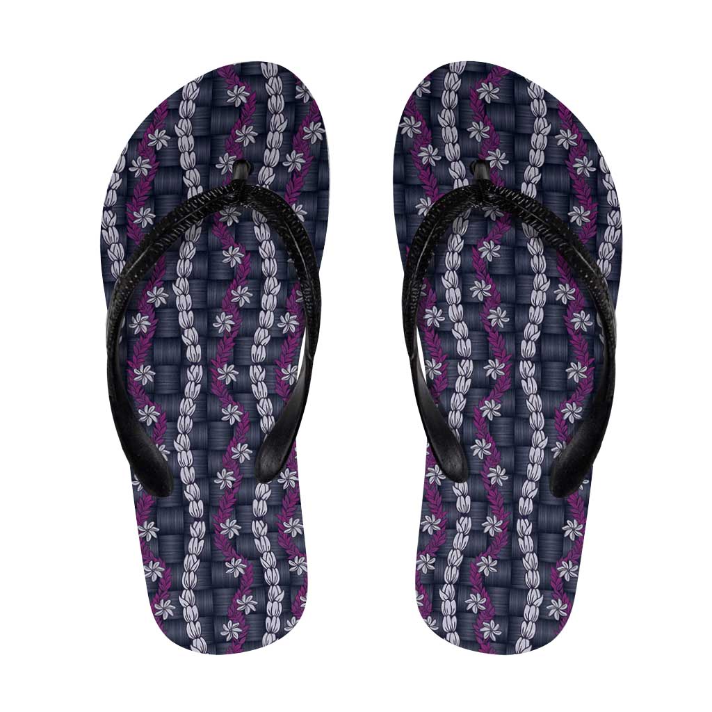 Pikake Maile Tiare Lei Flip Flops Poni Lauhala Pattern LT01 Purple - Polynesian Pride