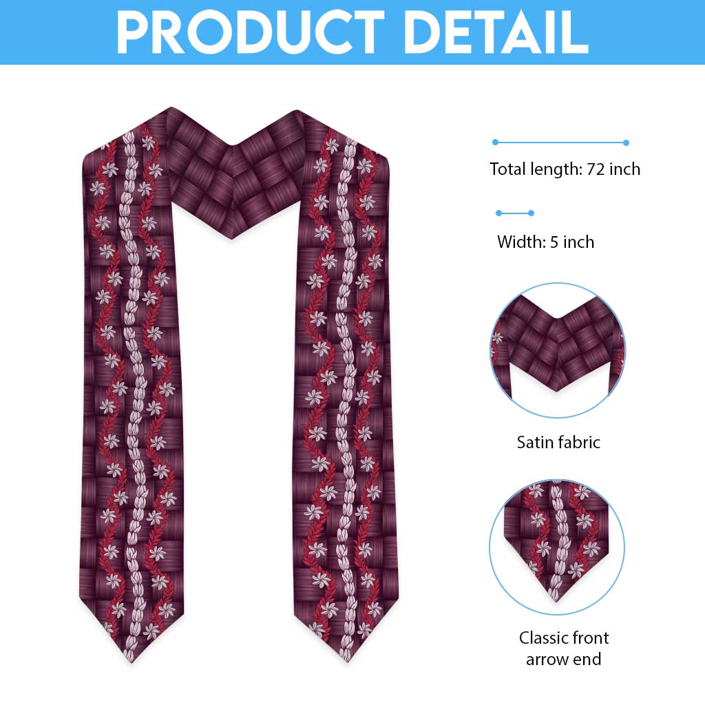 Pikake Maile Tiare Lei Graduation Stole Akala Lauhala Pattern