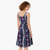 Pikake Maile Tiare Lei Midi Dress Poni Lauhala Pattern