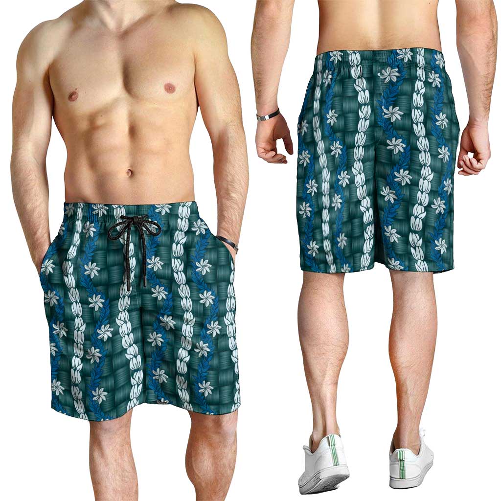Pikake Maile Tiare Lei Shorts for Men Polu Lauhala Pattern