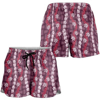 Pikake Maile Tiare Lei Shorts for Women Akala Lauhala Pattern