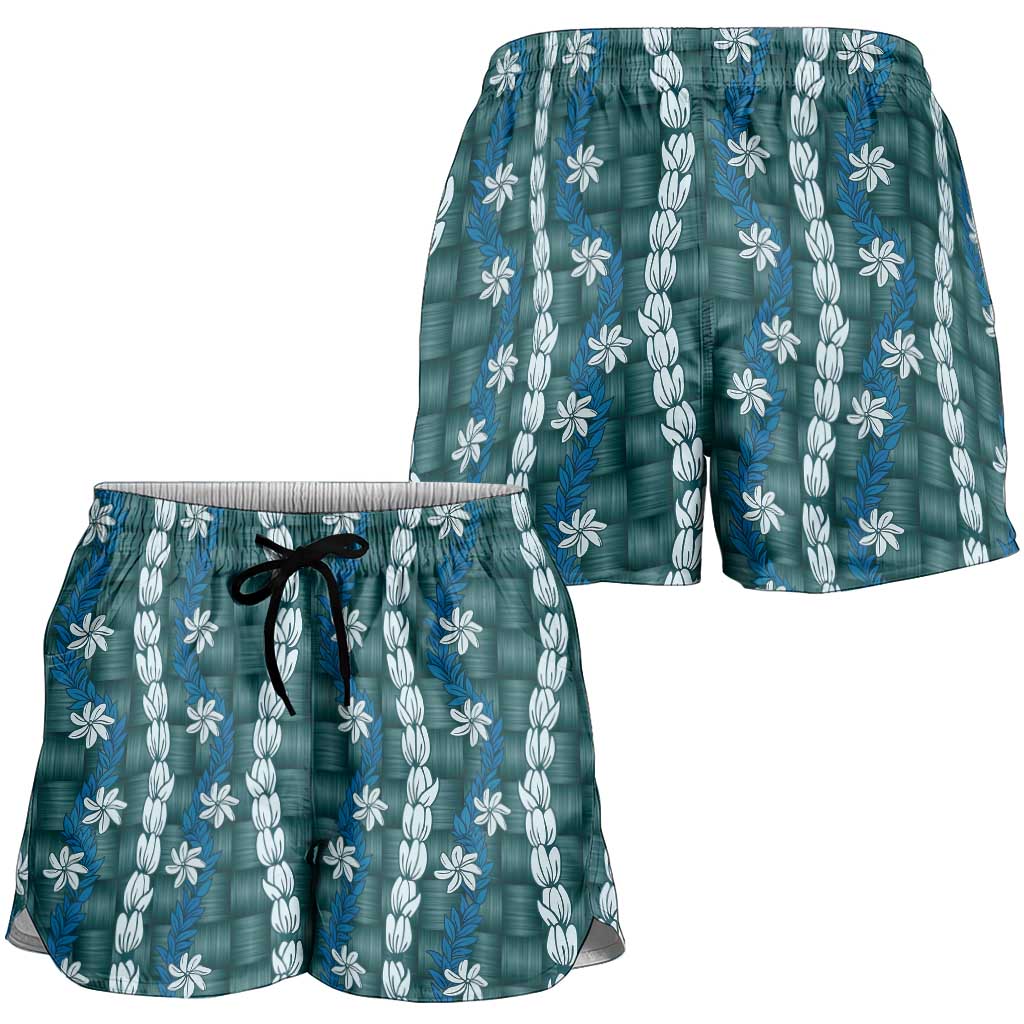 Pikake Maile Tiare Lei Shorts for Women Polu Lauhala Pattern LT01 - Polynesian Pride