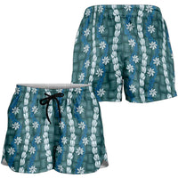 Pikake Maile Tiare Lei Shorts for Women Polu Lauhala Pattern LT01 - Polynesian Pride