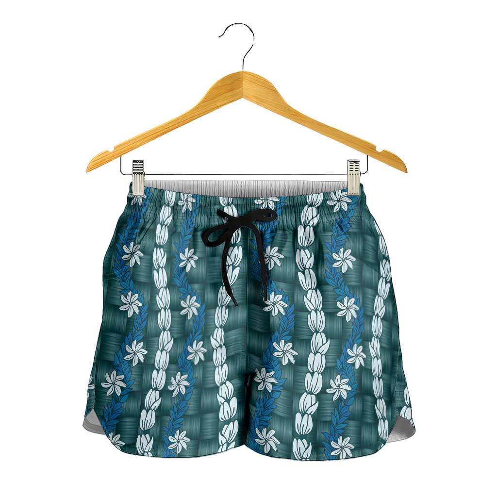 Pikake Maile Tiare Lei Shorts for Women Polu Lauhala Pattern LT01 - Polynesian Pride