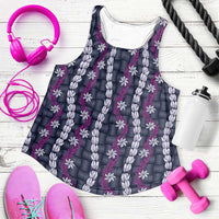 Pikake Maile Tiare Lei Women Racerback Tank Poni Lauhala Pattern LT01 Purple - Polynesian Pride