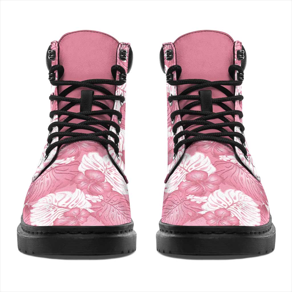 Pink Aloha Hawaii All Season Boots Monstera Hibiscus Plumeria Seamless Vibes LT14 - Polynesian Pride