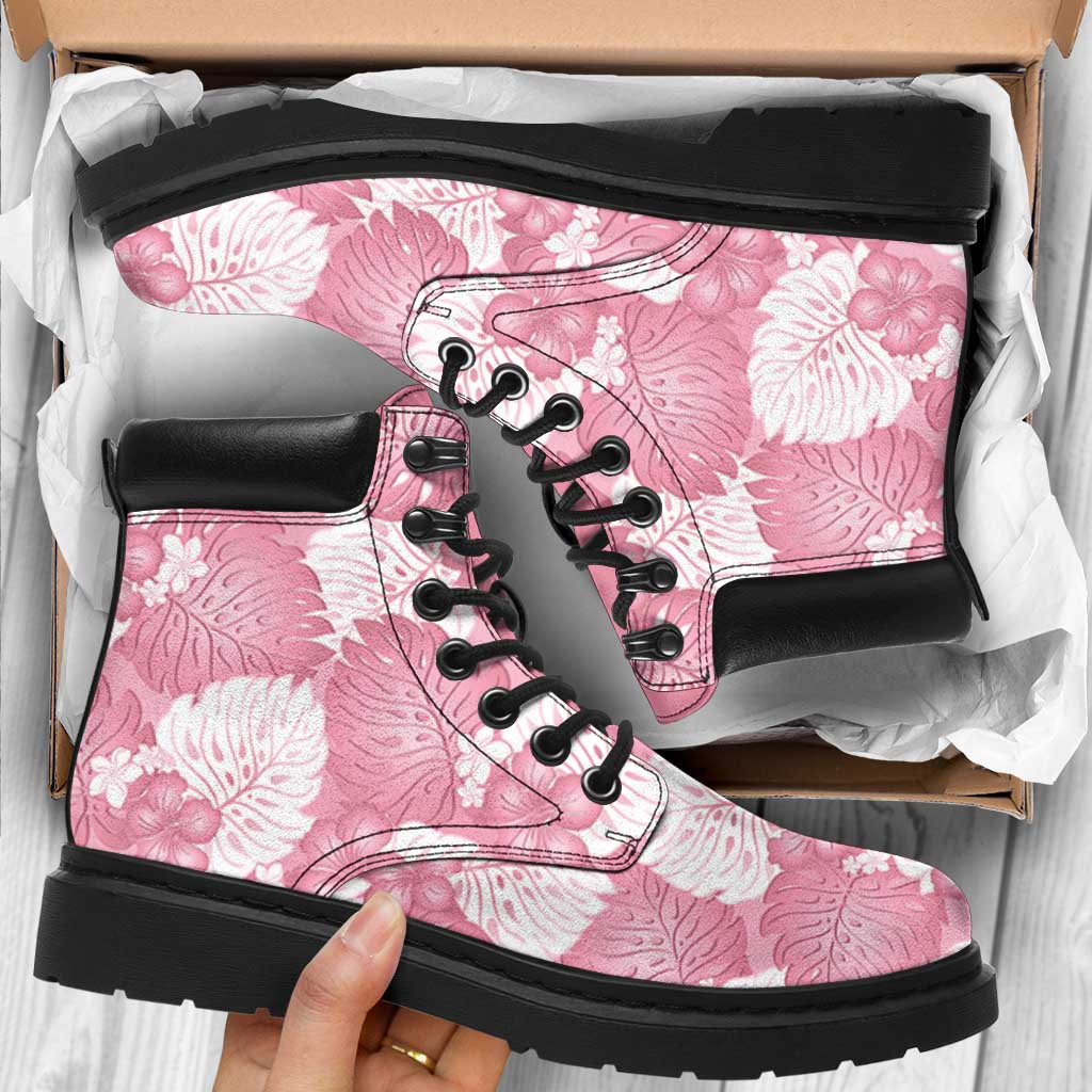 Pink Aloha Hawaii All Season Boots Monstera Hibiscus Plumeria Seamless Vibes LT14 Pink - Polynesian Pride