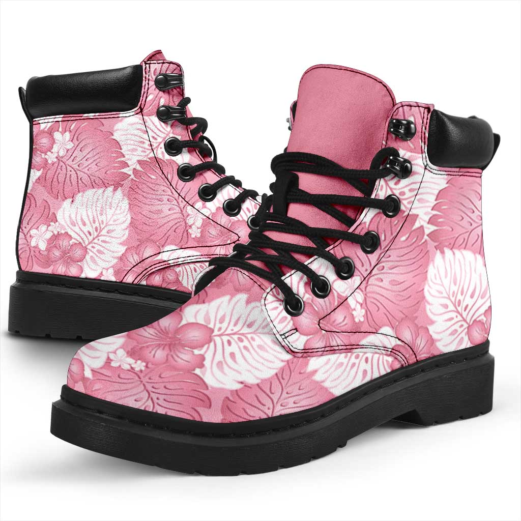 Pink Aloha Hawaii All Season Boots Monstera Hibiscus Plumeria Seamless Vibes LT14 - Polynesian Pride
