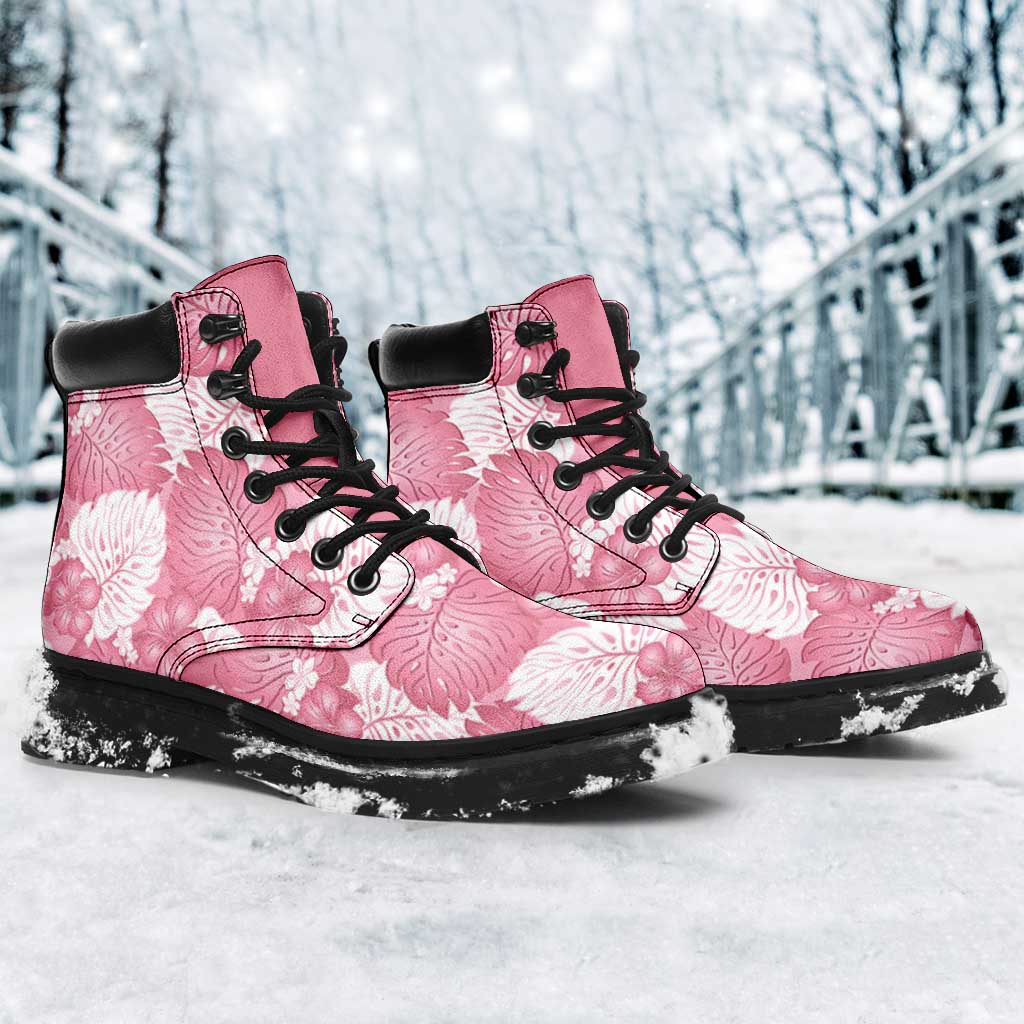 Pink Aloha Hawaii All Season Boots Monstera Hibiscus Plumeria Seamless Vibes LT14 - Polynesian Pride