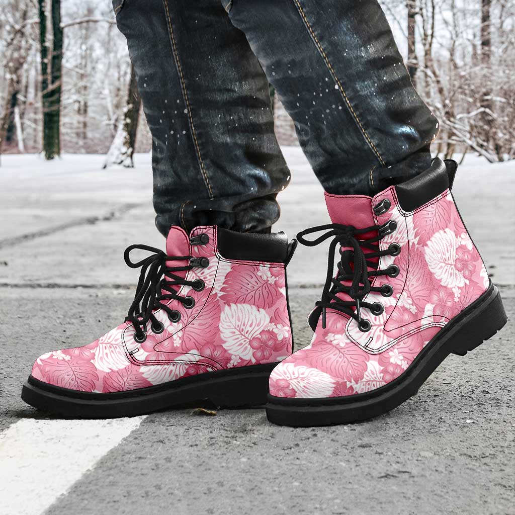 Pink Aloha Hawaii All Season Boots Monstera Hibiscus Plumeria Seamless Vibes LT14 - Polynesian Pride