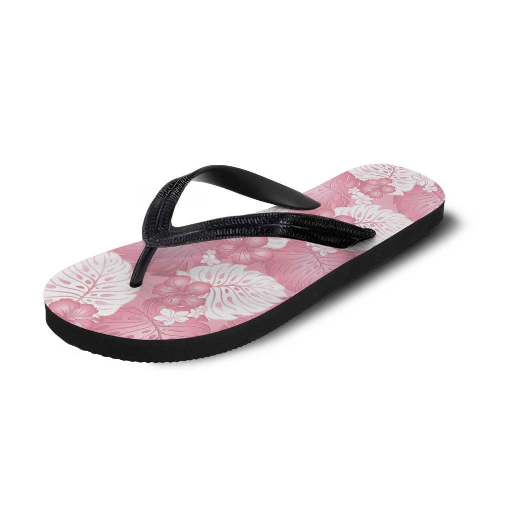 Pink Aloha Hawaii Flip Flops Monstera Hibiscus Plumeria Seamless Vibes - Polynesian Pride
