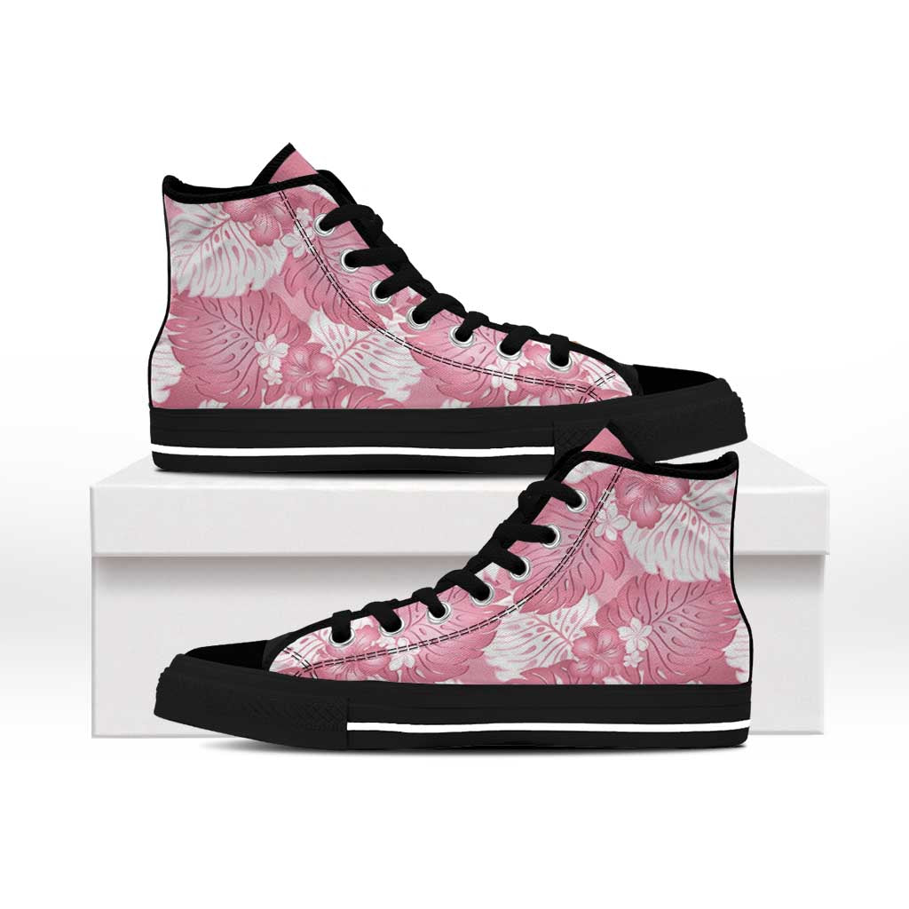 Pink Aloha Hawaii High Top Shoes Monstera Hibiscus Plumeria Seamless Vibes LT14 - Polynesian Pride