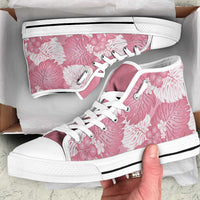 Pink Aloha Hawaii High Top Shoes Monstera Hibiscus Plumeria Seamless Vibes LT14 Pink - Polynesian Pride