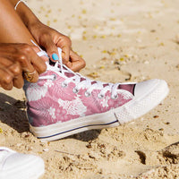 Pink Aloha Hawaii High Top Shoes Monstera Hibiscus Plumeria Seamless Vibes LT14 - Polynesian Pride