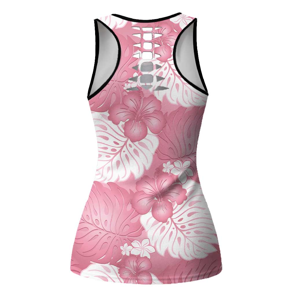 Pink Aloha Hawaii Hollow Tank Top Monstera Hibiscus Plumeria Seamless Vibes - Polynesian Pride