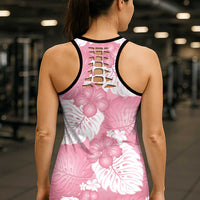 Pink Aloha Hawaii Hollow Tank Top Monstera Hibiscus Plumeria Seamless Vibes - Polynesian Pride
