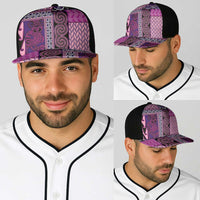 Pink Aotearoa Kowhaiwhai Pattern Baseball Net Cap NZ Maori Quilt Style - Polynesian Pride