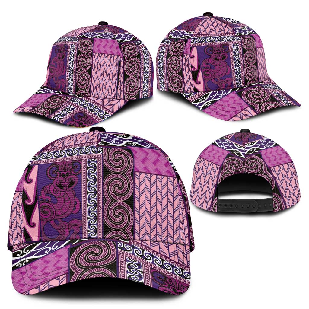 Pink Aotearoa Kowhaiwhai Pattern Classic Cap NZ Maori Quilt Style - Polynesian Pride