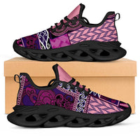 Pink Aotearoa Kowhaiwhai Pattern Clunky Sneakers NZ Maori Quilt Style - Polynesian Pride