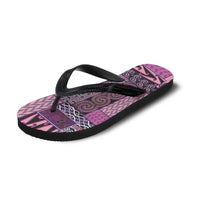 Pink Aotearoa Kowhaiwhai Pattern Flip Flops NZ Maori Quilt Style - Polynesian Pride