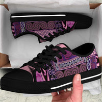 Pink Aotearoa Kowhaiwhai Pattern Low Top Shoes NZ Maori Quilt Style LT14 Pink - Polynesian Pride