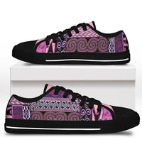 Pink Aotearoa Kowhaiwhai Pattern Low Top Shoes NZ Maori Quilt Style LT14 - Polynesian Pride