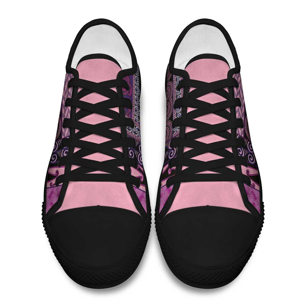 Pink Aotearoa Kowhaiwhai Pattern Low Top Shoes NZ Maori Quilt Style LT14 - Polynesian Pride