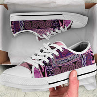 Pink Aotearoa Kowhaiwhai Pattern Low Top Shoes NZ Maori Quilt Style LT14 Pink - Polynesian Pride