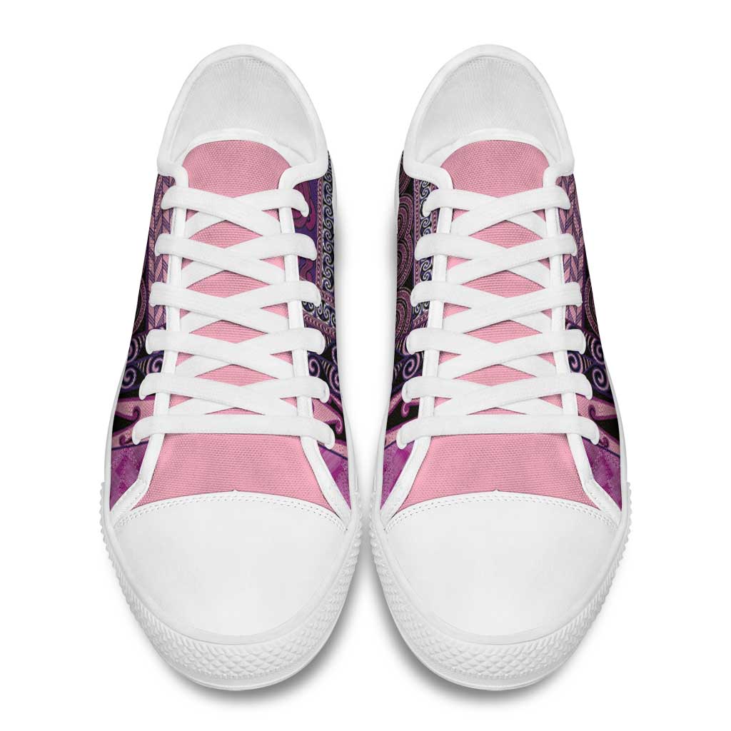Pink Aotearoa Kowhaiwhai Pattern Low Top Shoes NZ Maori Quilt Style LT14 - Polynesian Pride