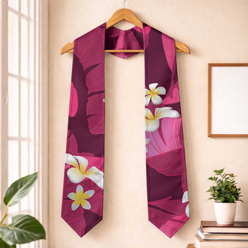 Pink Banana Leaf Hawaii Graduation Stole Lau Maia Plumeria Tropical Summer Vibes